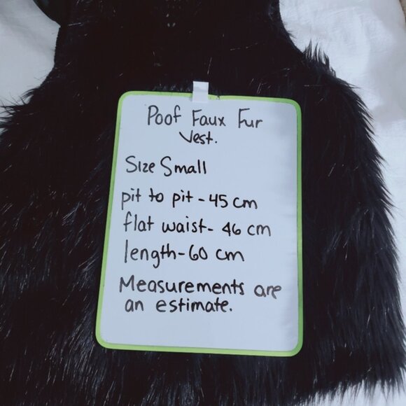 POOF Vintage Black Faux Fur Vest With Back Knitted Design - Picture 12 of 15